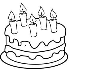 Bday Cake 5 Candles Black And White Clip Art - Black And White Cake, Transparent background PNG HD thumbnail