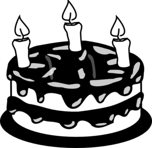 Birthday Cake Clipart Black And White: 3Yr Birthday Cake Bw Clip Art - Black And White Cake, Transparent background PNG HD thumbnail