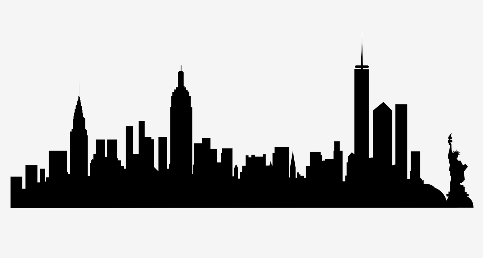 New York City Skyline Silhouette Free Svg - Black And White City, Transparent background PNG HD thumbnail