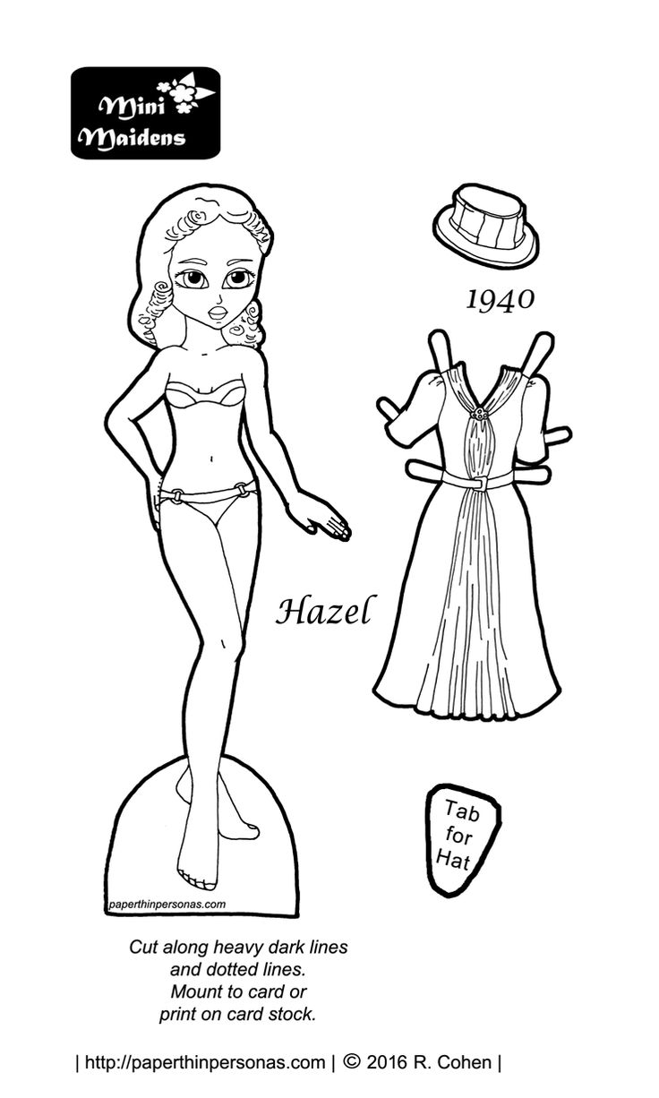 Vintage Mini Maiden: Hazel Visits The By Rachel Cohen Of ) - Black And White Doll, Transparent background PNG HD thumbnail