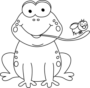 Frog Eating Clipart - Black And White Frog, Transparent background PNG HD thumbnail