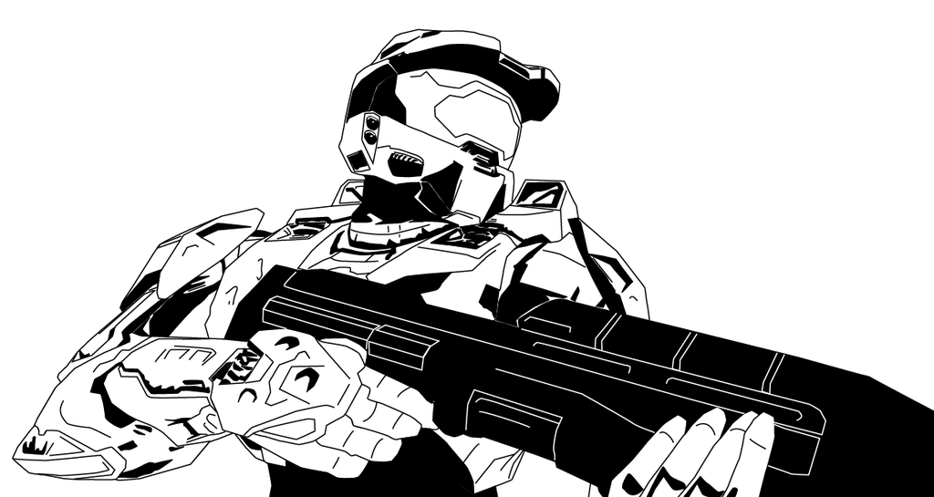 Master Chief By Mrlunchtime Hdpng.com  - Black And White Halo, Transparent background PNG HD thumbnail