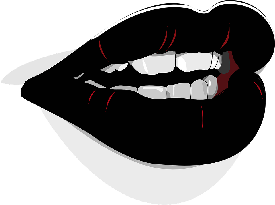 Mouth Lips Lipstick Black Beauty Girl Fashion - Black And White Lips, Transparent background PNG HD thumbnail