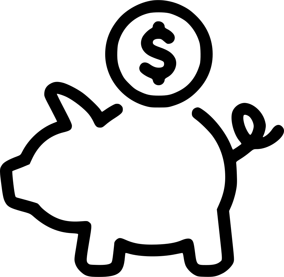 Cash Money Coins Piggy Bank Savings Comments - Black And White Piggy Bank, Transparent background PNG HD thumbnail
