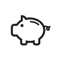 Noun Project - Black And White Piggy Bank, Transparent background PNG HD thumbnail