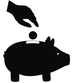 Piggy Bank 3 - Black And White Piggy Bank, Transparent background PNG HD thumbnail