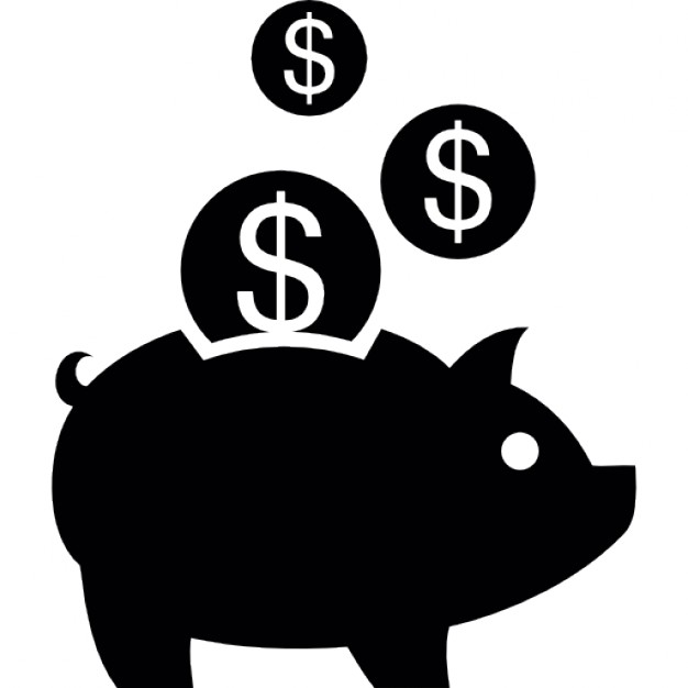 Piggy Bank Free Icon - Black And White Piggy Bank, Transparent background PNG HD thumbnail