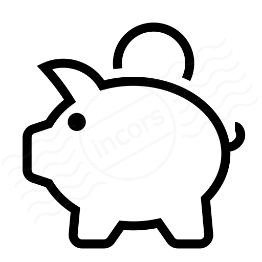 Piggy Bank Icon - Black And White Piggy Bank, Transparent background PNG HD thumbnail