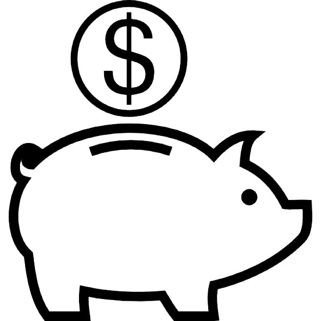 Black And White Piggy Bank PNG - Piggy Bank Icon
