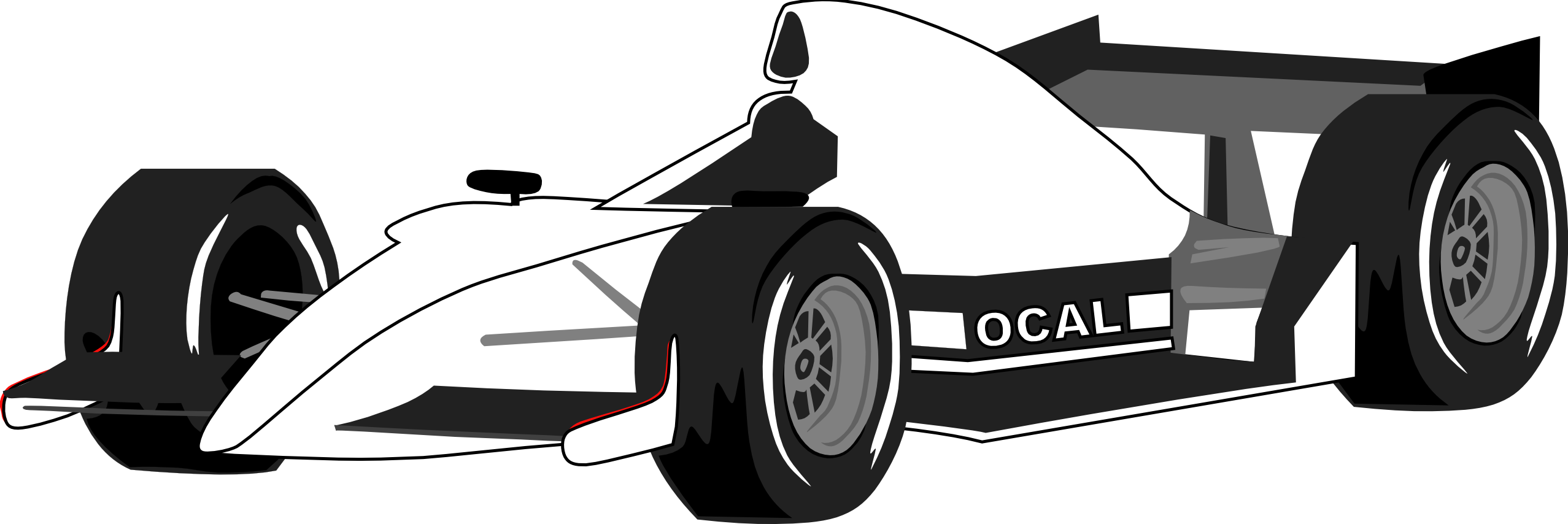 Formula Clipart - Black And White Race Car, Transparent background PNG HD thumbnail
