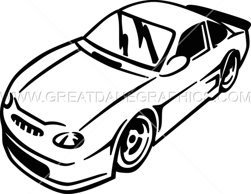Black And White Race Car PNG - Single Color Race Car