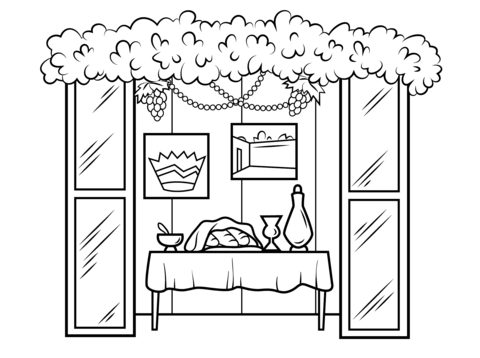Click To See Printable Version Of Sukkah For Sukkot Coloring Page - Black And White Sukkot, Transparent background PNG HD thumbnail