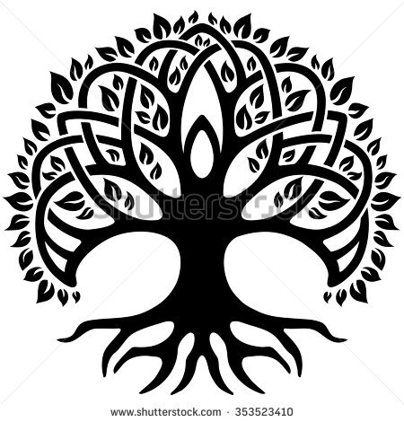 Vector Ornament, Decorative Celtic Tree Of Life - Black And White Tree Of Life, Transparent background PNG HD thumbnail