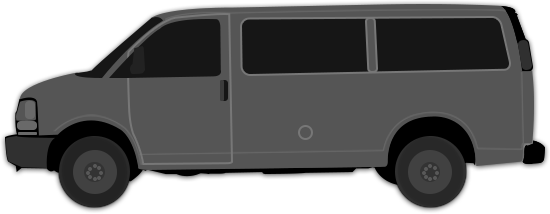 Animated, Cartoon, White Grey Touring Band Van Drawing Of A Chevrolet Express - Black And White Van, Transparent background PNG HD thumbnail