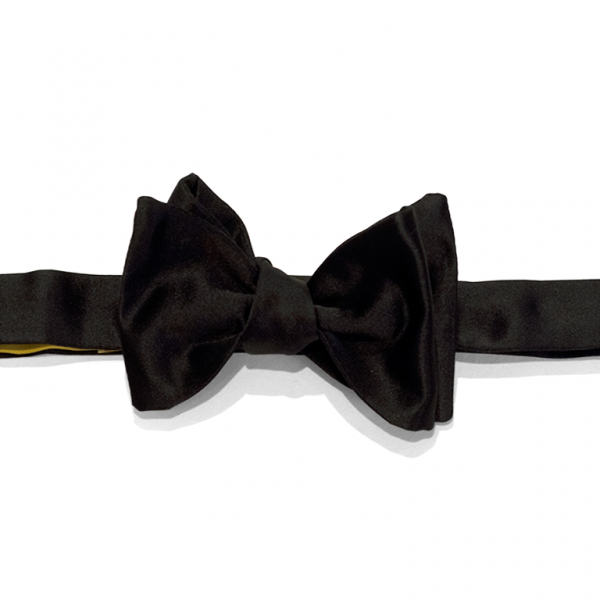 Black Silk Butterfly Self Bow Tie - Black Bow Tie, Transparent background PNG HD thumbnail