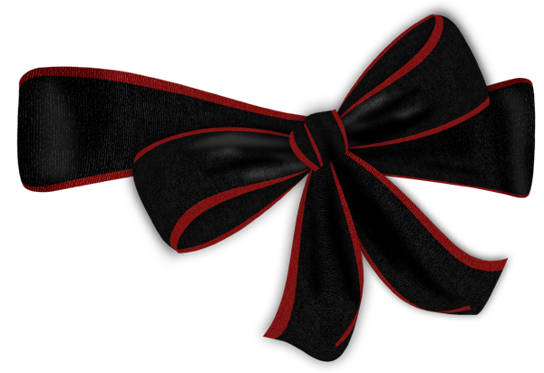 Black Bow With Red Edge Clipart - Black Bows, Transparent background PNG HD thumbnail