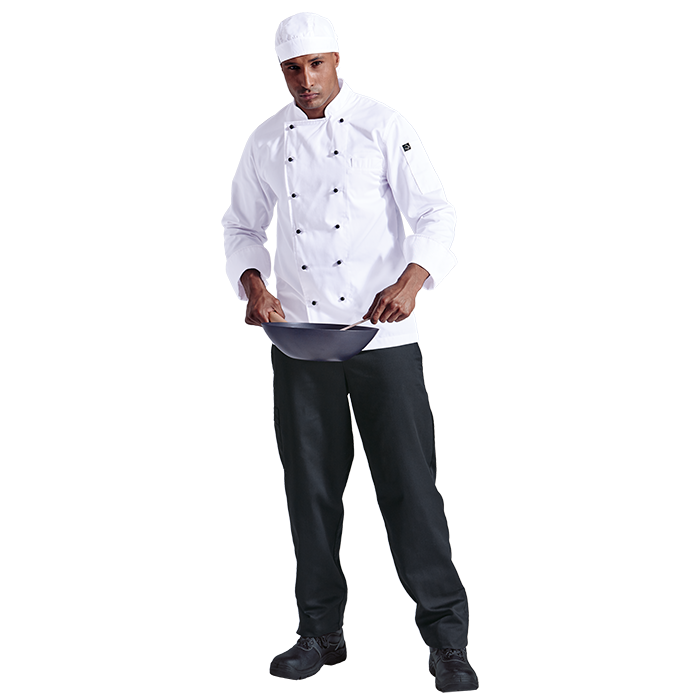 Black Chef Png - Mid Level Chef Jacket With Crossover Chest Design. Supplied With Both Black And White Pop In Buttons. Other Features Include A Thermometer Pocket On The Hdpng.com , Transparent background PNG HD thumbnail
