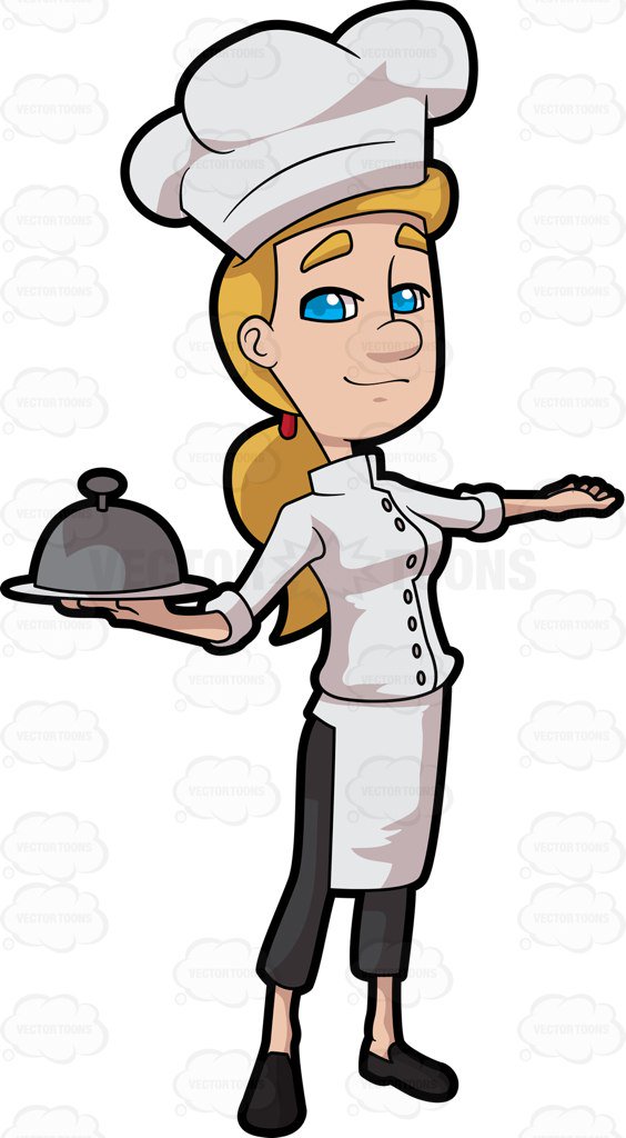 A Female Chef About To Reveal A Special Menu Off The Plate - Black Female Chef, Transparent background PNG HD thumbnail