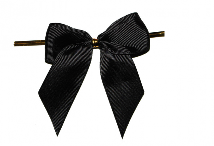 Wire Twist / Impressive Pre Tied Decorative Ribbon Bow Tie - Black Ribbon Bow, Transparent background PNG HD thumbnail