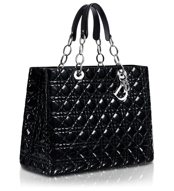 Dior Black Patent Soft Large Shopping Bag.png ( - Black Shopping Bags, Transparent background PNG HD thumbnail