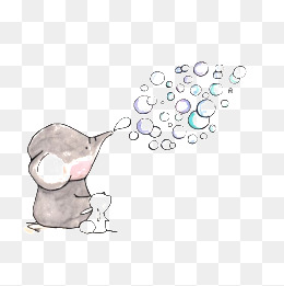 Elephant, Cartoon Baby Elephant, Blowing Bubbles, Rabbit Png Image And Clipart - Blow Bubbles, Transparent background PNG HD thumbnail