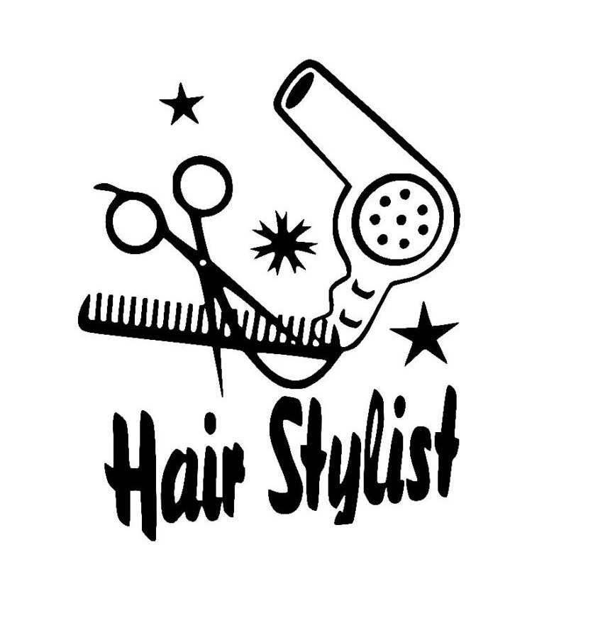 Blow Dryer And Scissors Png - Hair Stylist With Scissors, Comb And Hair Dryer Sticker Vinyl Decal By Superiorvinyldesigns On Etsy, Transparent background PNG HD thumbnail