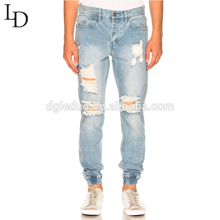 New Fashion Design Damaged Pants Ripped Trousers Distressed Jeans For Men   Buy Ripped Jeans, - Blue Jeans, Transparent background PNG HD thumbnail