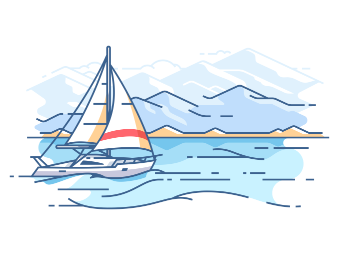 Boat Trip On Ocean. Vector Illustration - Boat Trip, Transparent background PNG HD thumbnail