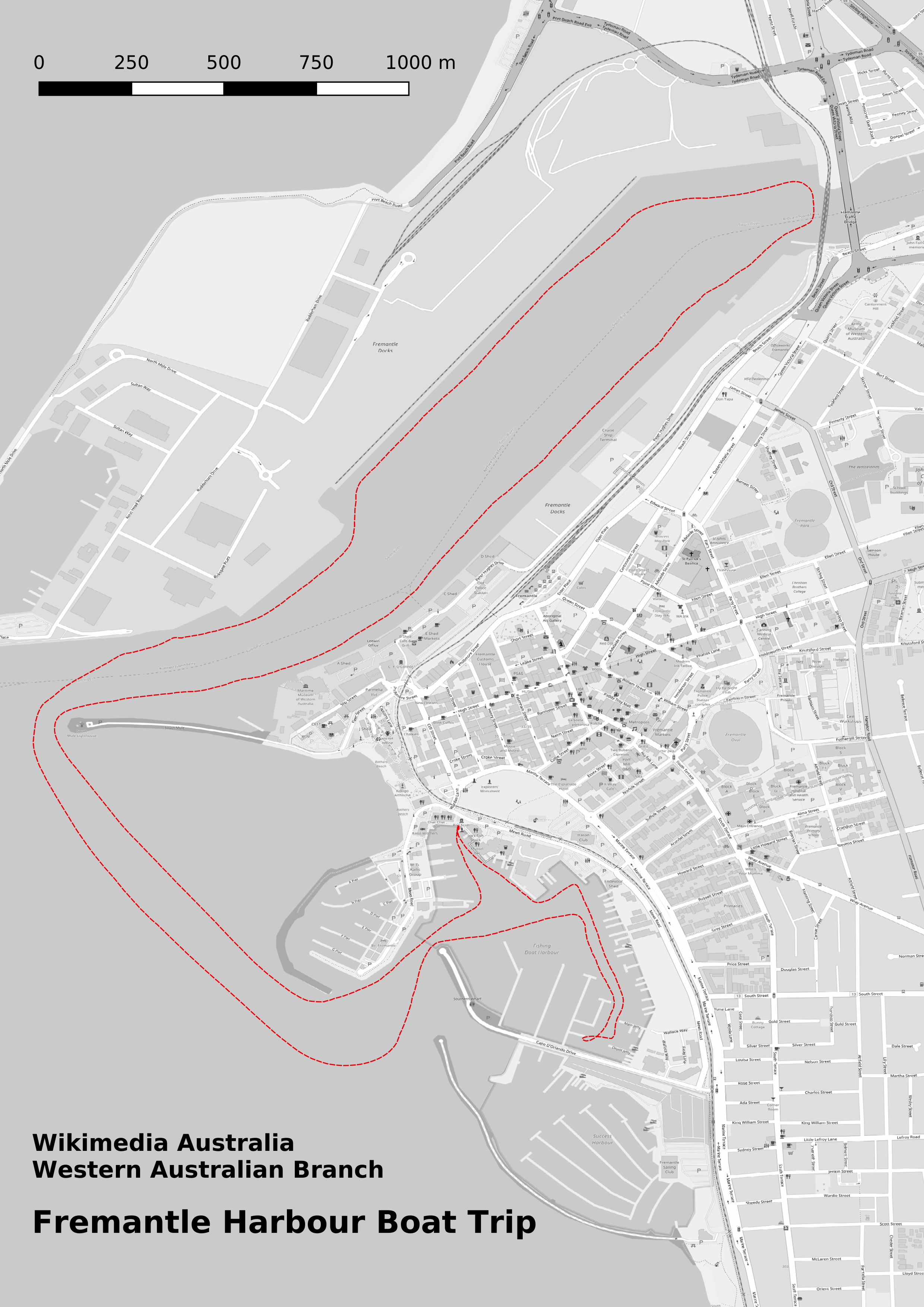 File:map Of Wmau Boat Trip Around Fremantle Harbour.png - Boat Trip, Transparent background PNG HD thumbnail