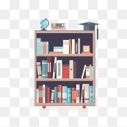 Vector Painted Bookshelf, Bookshelf, Hand Painted Bookshelf, Cartoon Bookshelf Png And Vector - Bookshelf, Transparent background PNG HD thumbnail