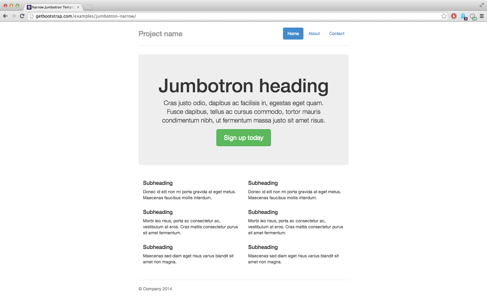 File:bootstrap 3.1.1 Screenshot Narrow Jumbotron Example. - Bootstrap, Transparent background PNG HD thumbnail
