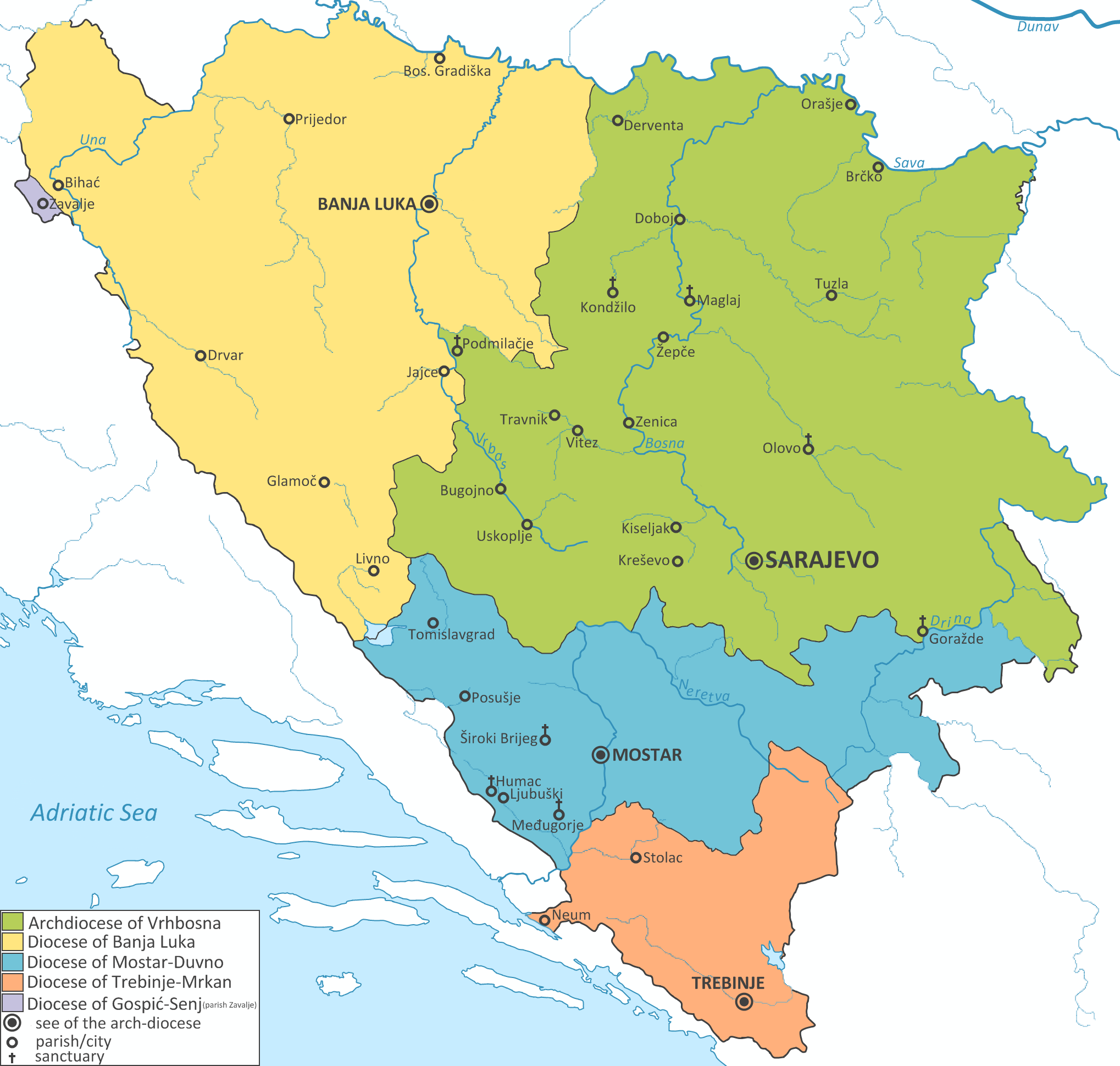 File:map Of Dioceses In Bosnia And Herzegovina En.png - Bosnia And Herzegovina, Transparent background PNG HD thumbnail