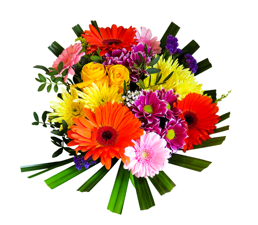 Flowers Bouquet Isolated Colorful Gerbera Rose - Bouquet Of Roses, Transparent background PNG HD thumbnail
