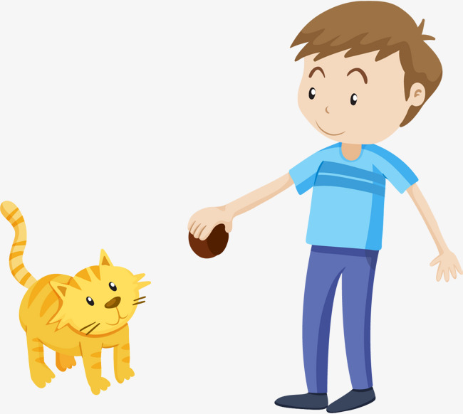 Boys And Cats, Cartoon, Boy, Pet Cat Png And Vector - Boy And Cat, Transparent background PNG HD thumbnail