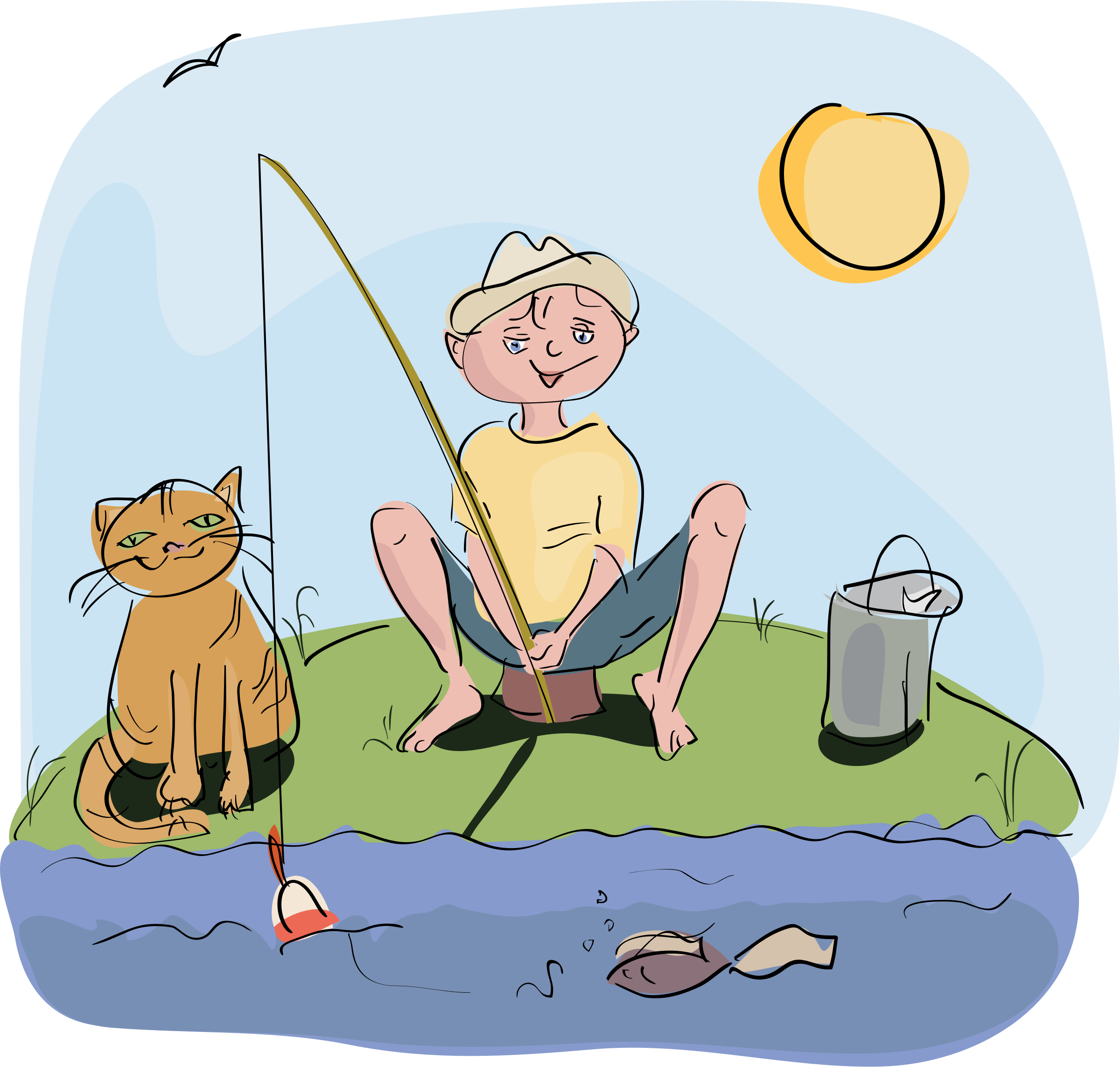 This Free Icons Png Design Of Boy And Cat Fishing Hdpng.com  - Boy And Cat, Transparent background PNG HD thumbnail