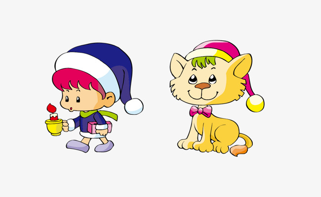 Vector Cartoon Cat, Cartoon Cat, Boy, Hat Png And Vector - Boy And Cat, Transparent background PNG HD thumbnail
