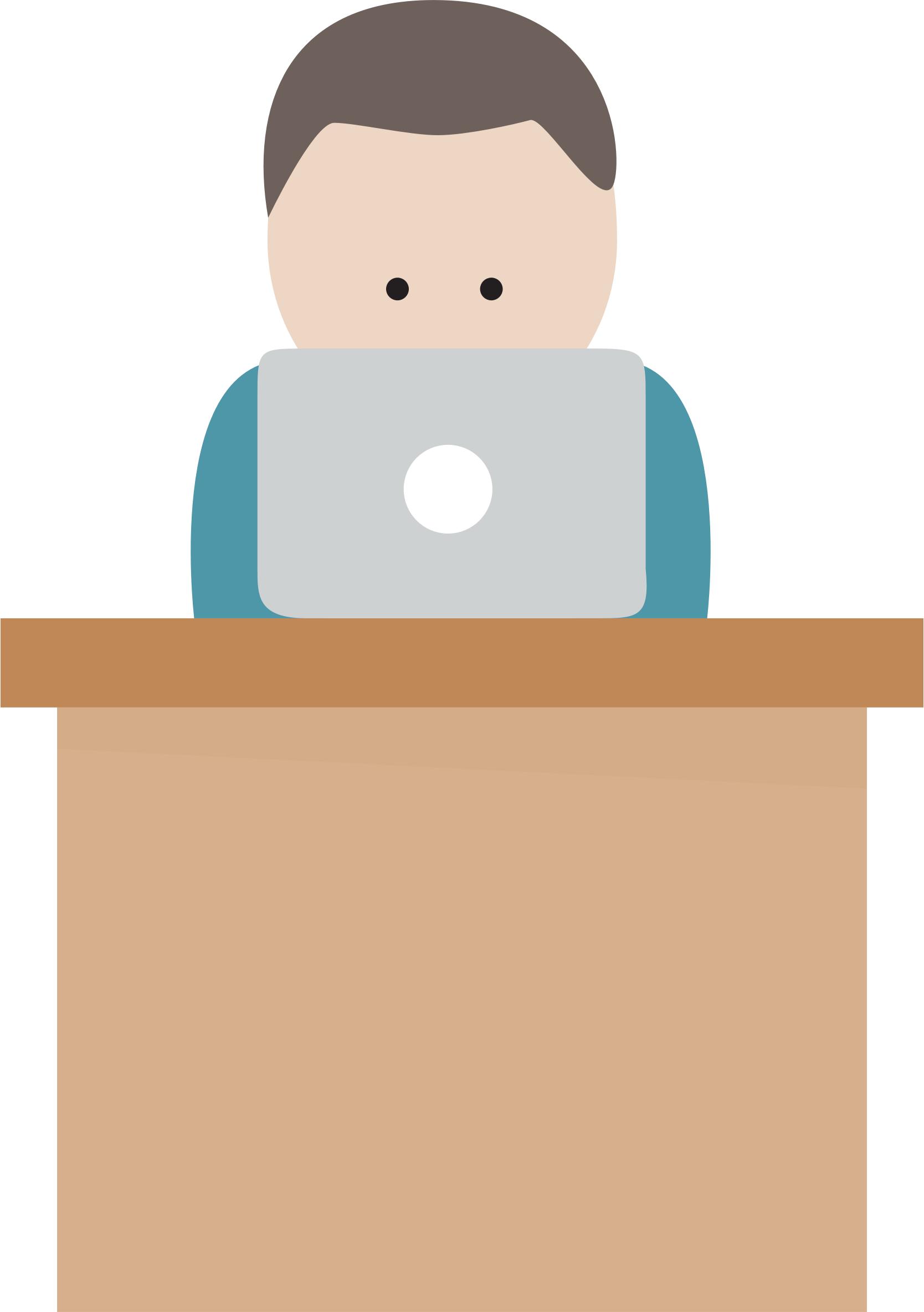 Boy With Computer At Desk - Boy At Desk, Transparent background PNG HD thumbnail
