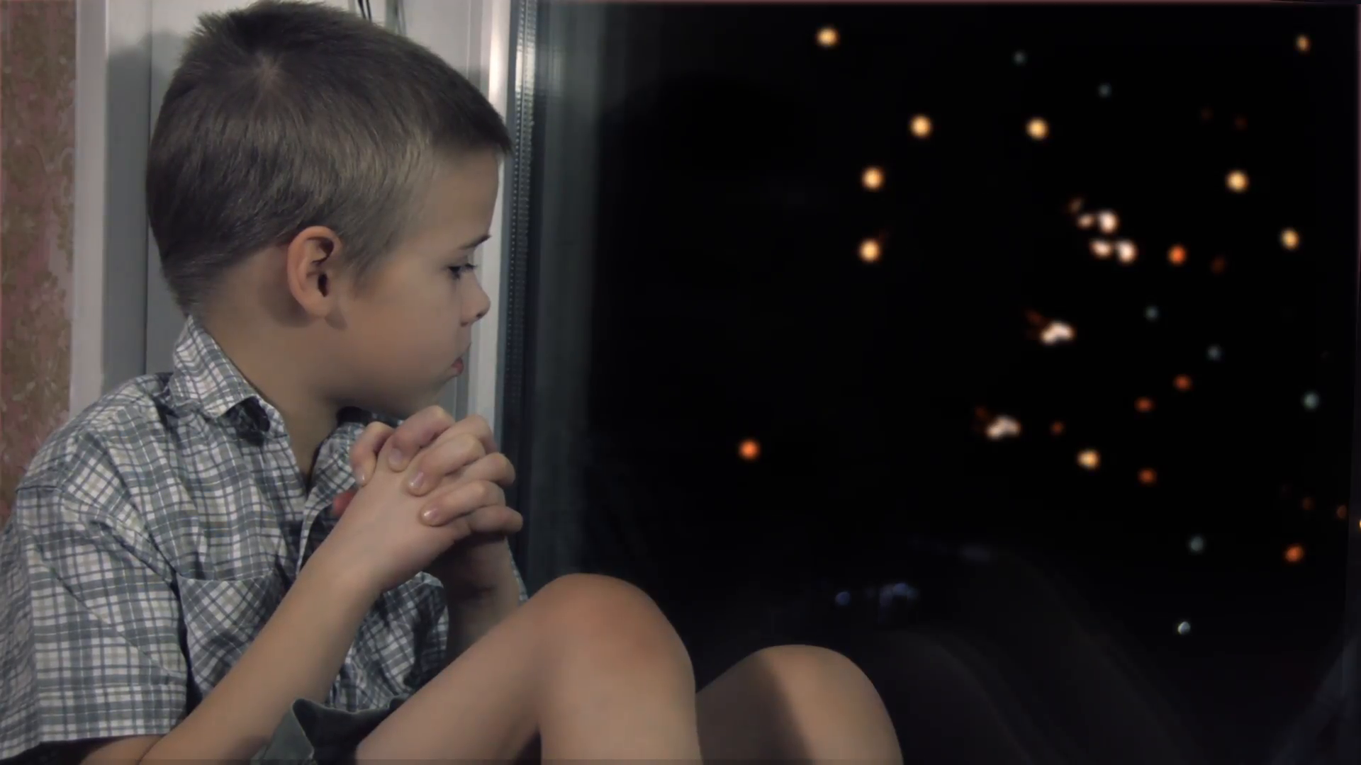 Boy Waiting For The Miracle Of The Window Late At Night Stock Video Footage   Videoblocks - Boy Looking Out Window, Transparent background PNG HD thumbnail