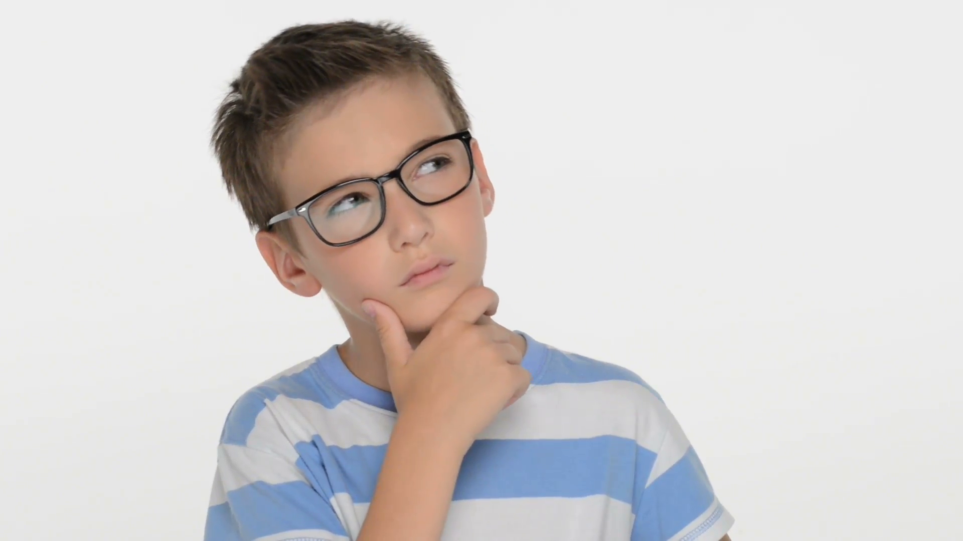 Serious Boy Of Ten Years , Wears Glasses, Looks At The Camera And Thinking Stock Video Footage   Videoblocks - Boy Thinking, Transparent background PNG HD thumbnail