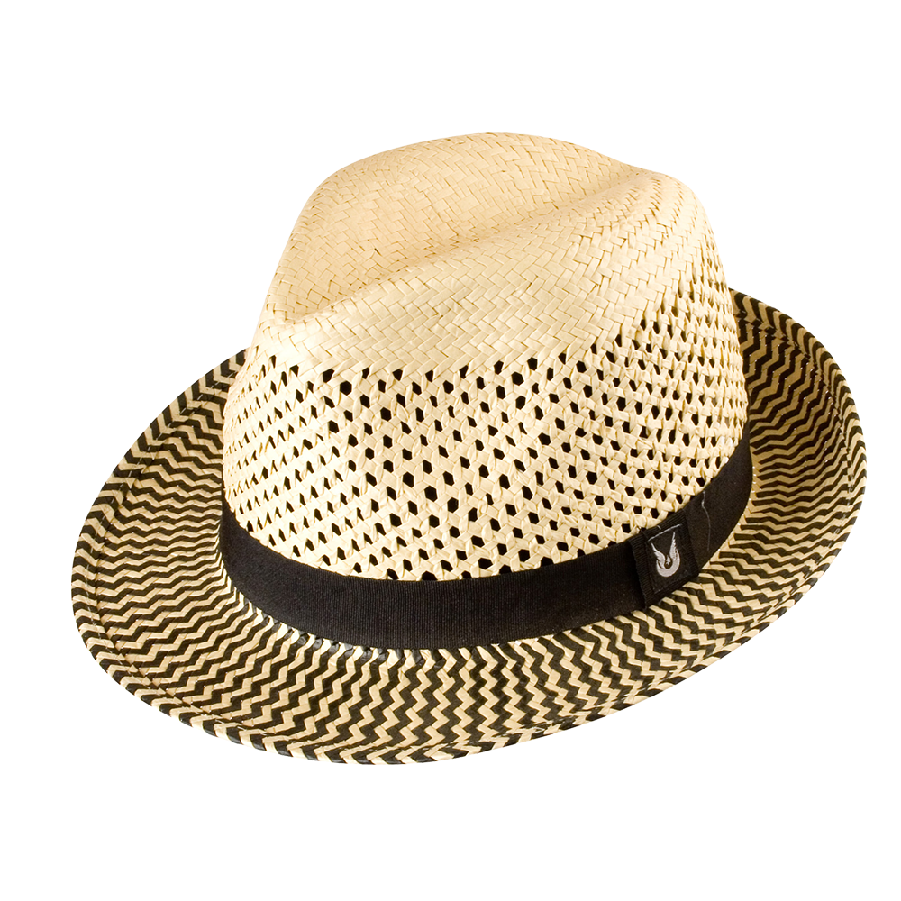 Gamble U0026 Gunn Straw Fedora With Black Weave Detail - Boy With Hat, Transparent background PNG HD thumbnail