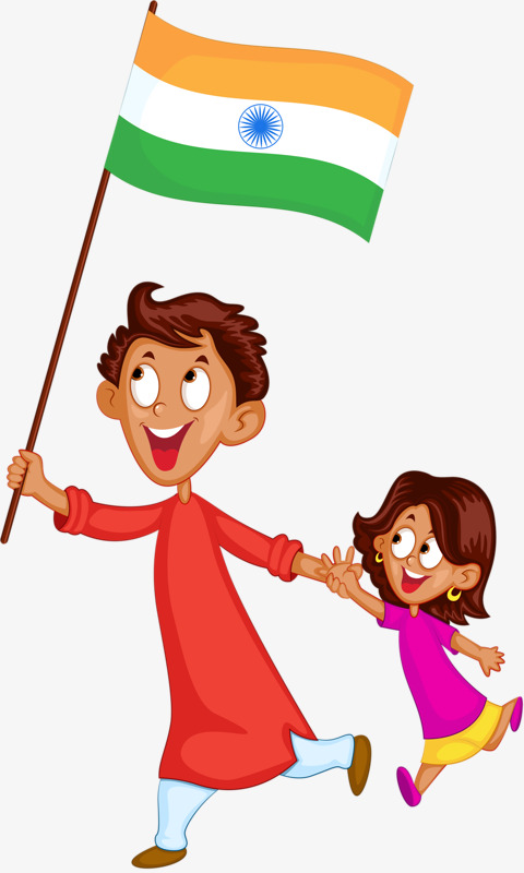 India Flag, Hand Painted, Boy, Banner Png Image And Clipart - Boy With Indian Flag, Transparent background PNG HD thumbnail
