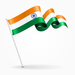 Indian Pin Wavy Flag. Vector Illustration. - Boy With Indian Flag, Transparent background PNG HD thumbnail