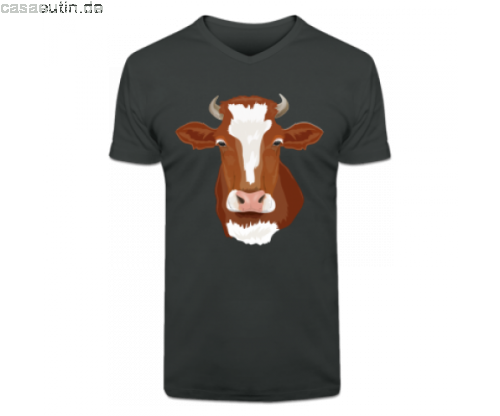 Billig Herren Braune Kuh Kopf Realistisch T Shirt Mit V Ausschnitt Vertrieb - Braune Kuh, Transparent background PNG HD thumbnail