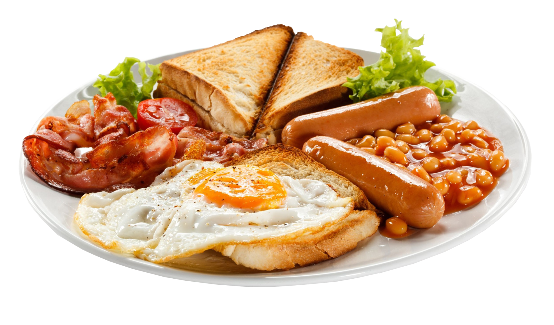  English Breakfast Individually Packaged Full English Breakfasts Fried Or Scrambled Eggs, Bacon, Sausage, Grilled Tomato, Baked Beans, Mushrooms - Breakfast, Transparent background PNG HD thumbnail