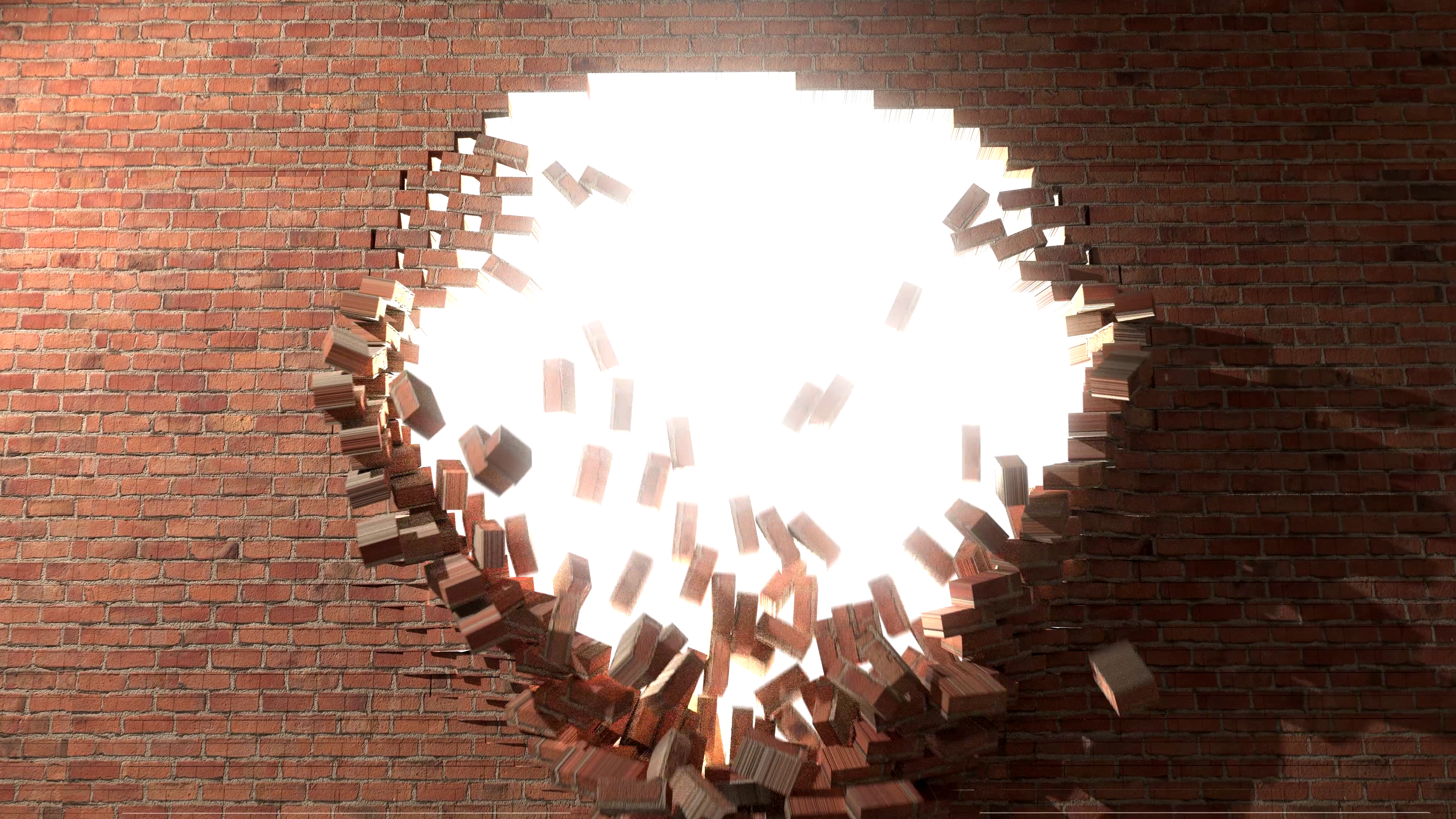 Brick Wall Break Through Demolish Smash Escape To White Light 4K - Breaking Through Brick Wall, Transparent background PNG HD thumbnail