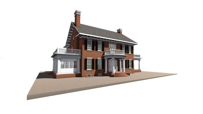 Old Brick House 3D Model - Brick House, Transparent background PNG HD thumbnail