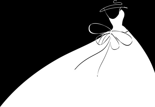 Beautiful Wedding Dress Silhouette Design Vector - Bridal Gown Silhouettes, Transparent background PNG HD thumbnail