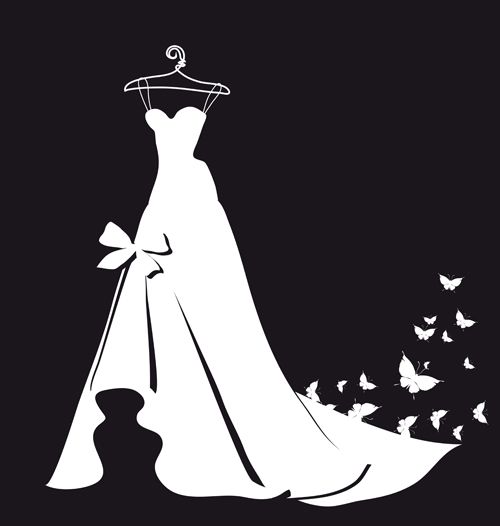 Dress silhouettes | The Beautiful wedding dress silhouette design vector 05 is a ., Bridal Gown Silhouettes PNG - Free PNG