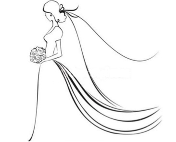 bride silhouette black and wh