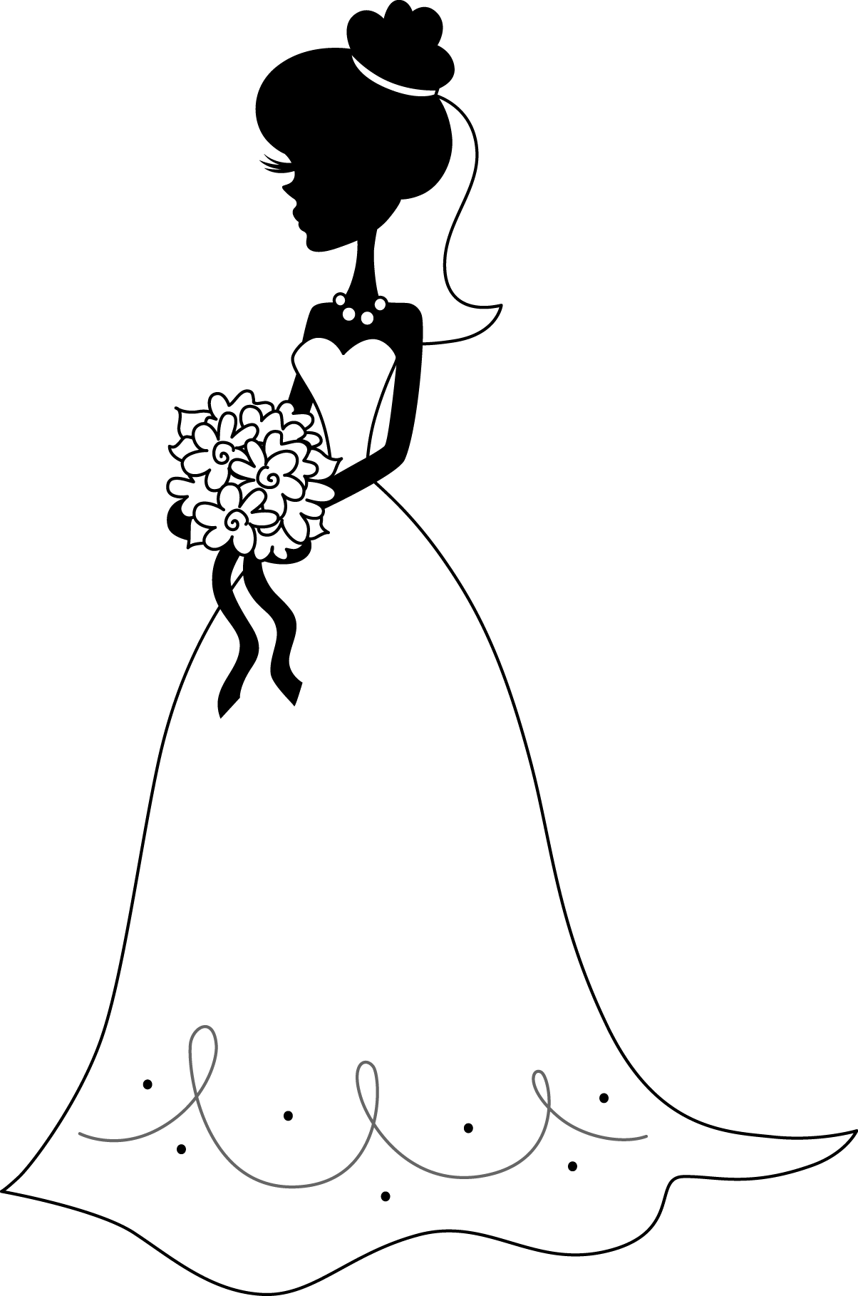 silhouettes of the bride and 